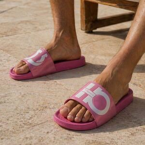 Salvatore Ferragamo Pink Summer Slip On Slides Sandals Shoes   Women's Size 11